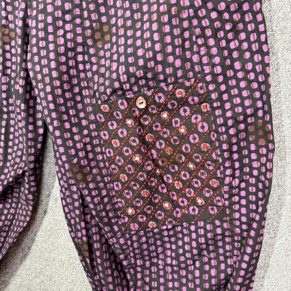 Marketplace Handwork of India Pants Womens SM Purple Cotton Harem Kantha Patch - Picture 2 of 9